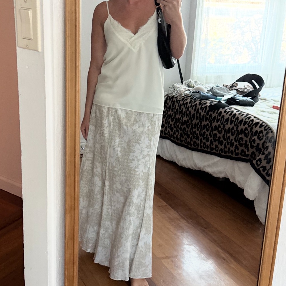 Floral Cream and Tan Women's Skirt